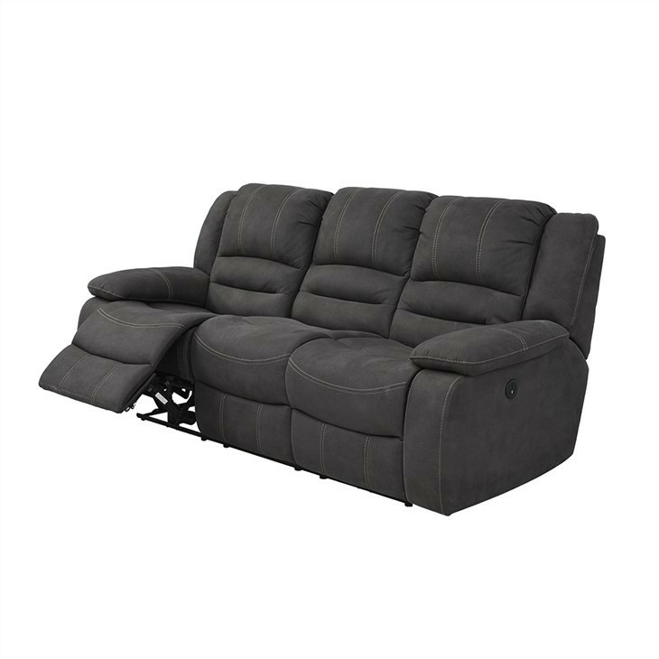 Contemporary Grey Power Reclining Loveseat